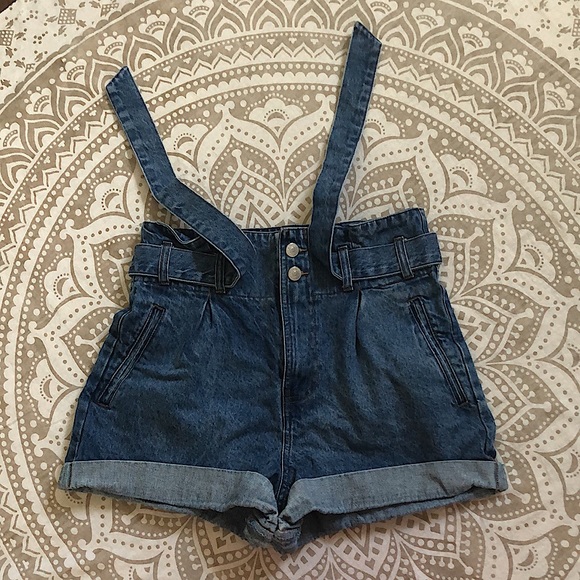 High Waisted Paper Bag Denim SHORT Shorts Size 30 Waist Forever 21 Los Angeles - Picture 3 of 10